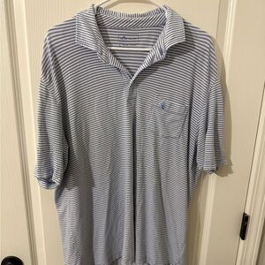 Peter Millar Light Blue and White Striped Polo